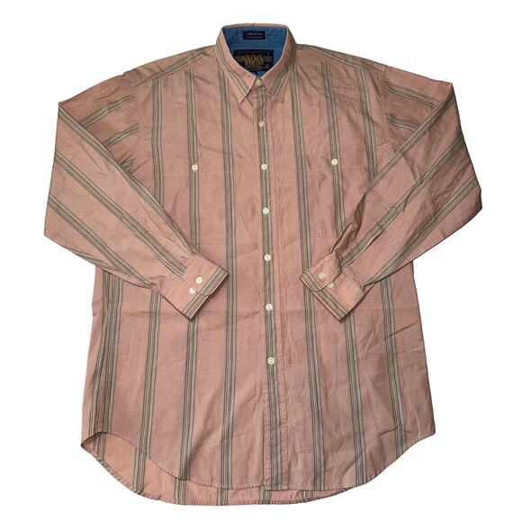 Chaps Ralph Lauren Vtg Men's Boy Scouts Pink Stripe Long Sleeve Shirt 16 34/35 - Picture 2 of 7